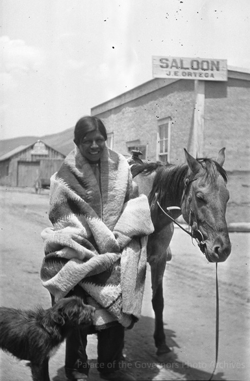 pogphotoarchives:Pueblo man with horse and dog, New MexicoPhotographer: Lois Arisno McNeilDate: 1923