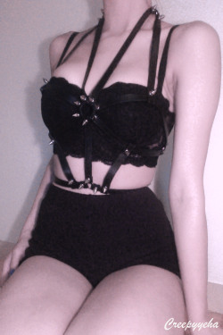 creepyyeha:  ♡ NEW Spiked Harness Top♡