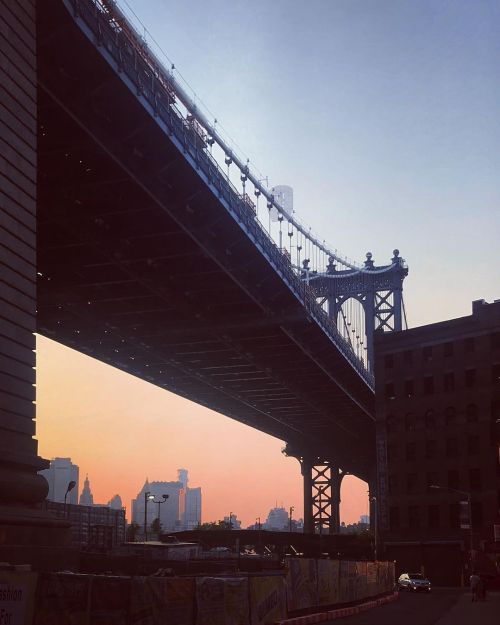 Under 2 bridges. #brooklynbridge #manhattanbridge #dumbo #nyc #sunset #brooklyn (at Brooklyn, New Yo