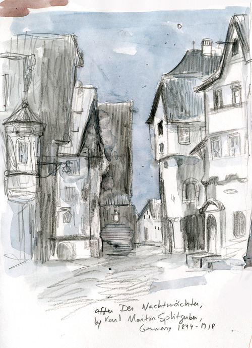 pilferingapples: zombiecowboy: les miserábles watercolor sketches from last month. montparnas