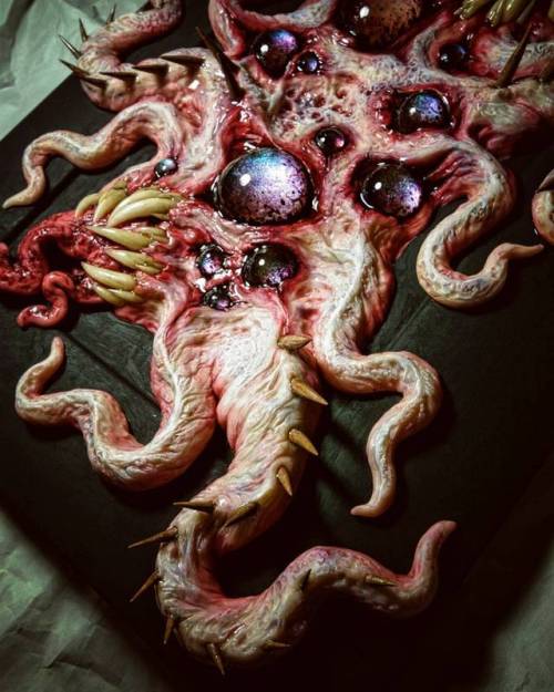 fhtagn-and-tentacles: FRAMED MONSTER  by Karen “Dogzillalives” Main