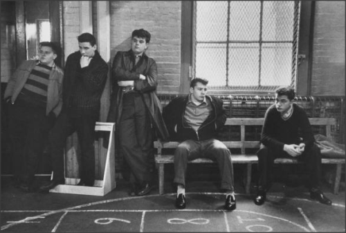 High School drop outs hanging out, 1960