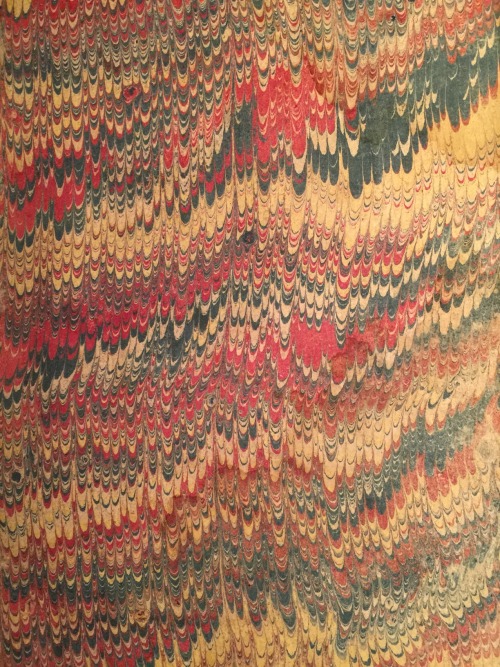 For Micro Monday, a closeup look at marbled paper, from the endleaves of an 18th century binding.