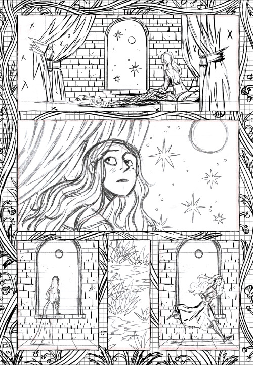 artofnocturne: A sketch(y?) preview of @mai-col‘s next comic page ! Version crayonnée d