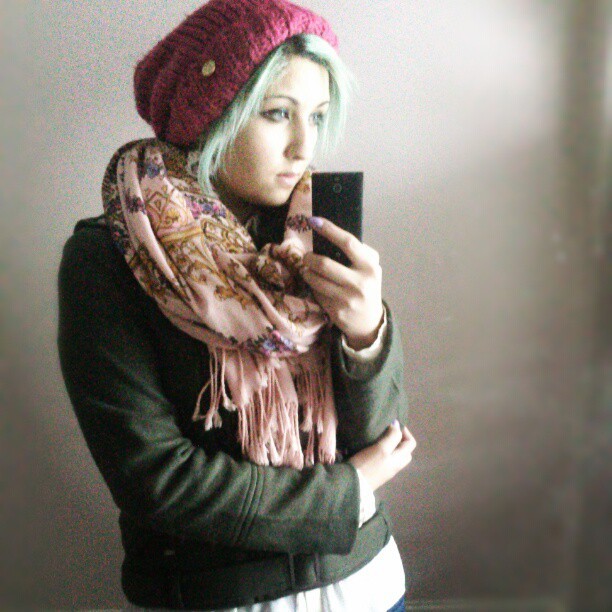 Off to work #cold #pink #hat #me