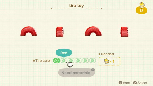 Item: tire toy# of customizations: 6Customization names: black, red, yellow, turquoise, blue, whiteC