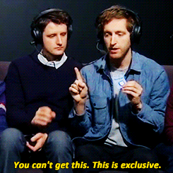 siliconvalleygifs:Zach Woods trying to steal Thomas Middleditch’s precious twitch pin[x]