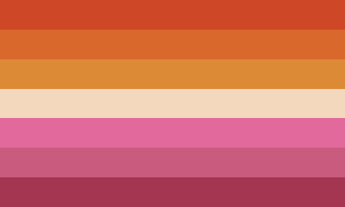 dykelov:tuskact5:vintage lgbtn flags![id: pride flags with faded tints. there is the eight-stripe ol