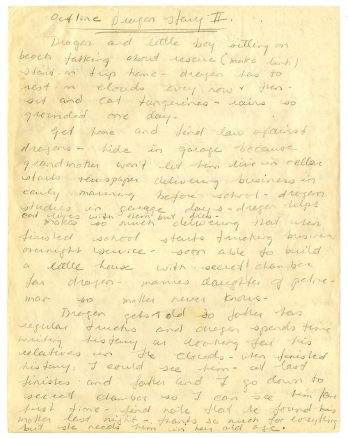 The handwritten first draft of My Father’s Dragon by Ruth Stiles GannettRuth Stiles Gannett Pa