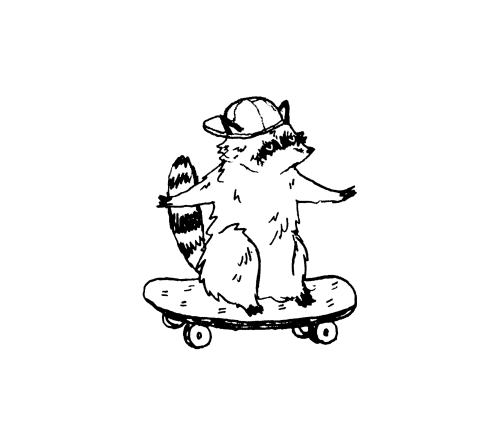 ash-elizabeth-art:A custom doodle of a raccoon on a skateboard, which I never would’ve thought