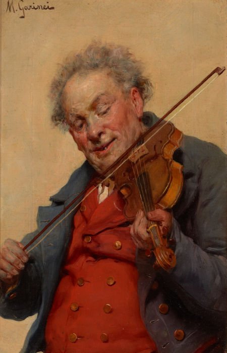 Michele Garinei (1871-1960) - Violinist, oil on canvas, 29,8 x 19,7 cm.