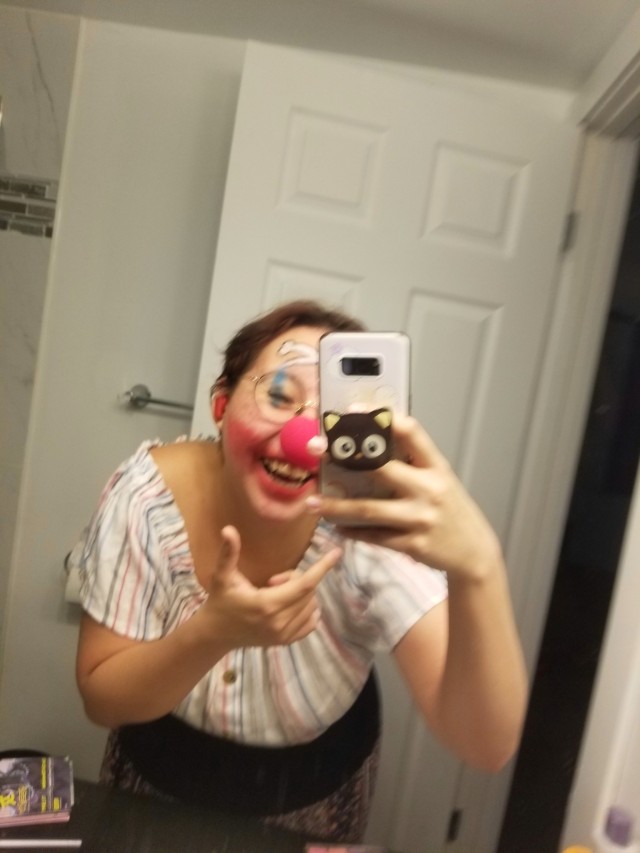 Self love is being silly and practicing clown makeup at 1am giggling at yourself and having fun with it
This nose is so 