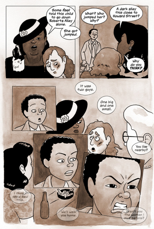 Book 1, Page 93SuperButch is a webcomic about a lesbian superhero in the 1940s who protects the bar 