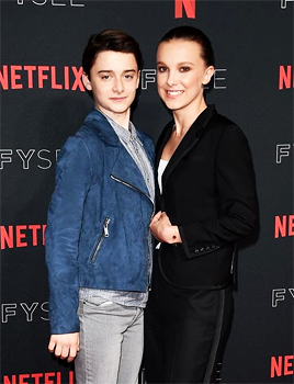 dailystrangerthings: Millie Bobby Brown and Noah Schnapp attend the ‘Stranger Things’ Netflix FYSee 