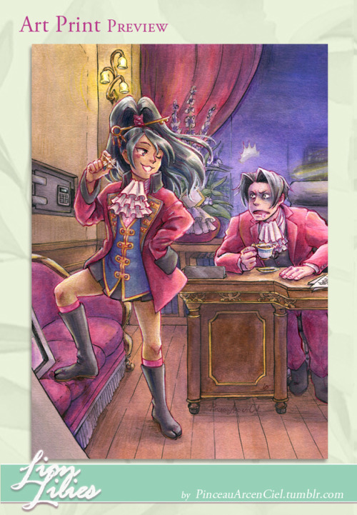 Art print I painted for Lion Lilies @dadworthzine​‘s merchs~If you like that frill pink prosecutor a