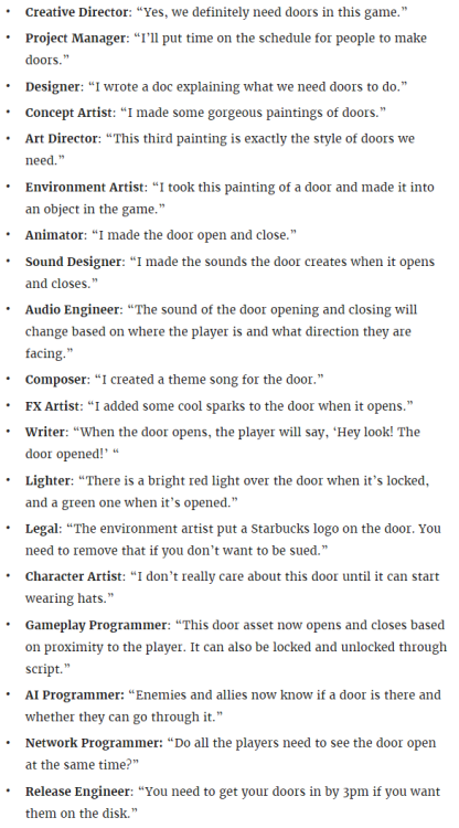 toughlovemuse:argumate:thosevideogamemoments:Role breakdown of a video game companythis post took se