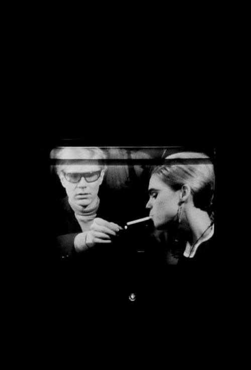 Andy Warhol & Edie Sedgwick on the Norelco monitor at The Scene Nightclub, NYC, 1965