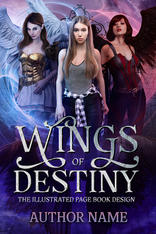 coolcurrybooks:An angel demon f/f/f love triangle or menage romance cover. A premade book cover that