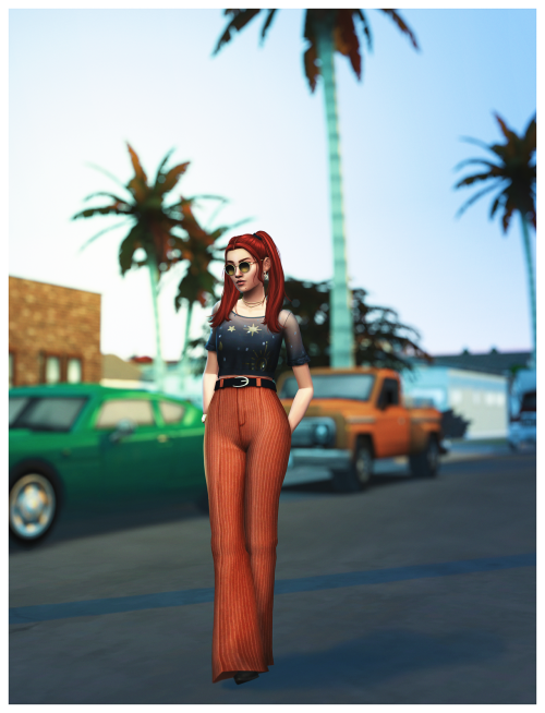 bunsblr: Hair by @oakiyoTop by @simcelebrity00Pants by @clumsyaliennGlasses by @tamo-simEarrings by 