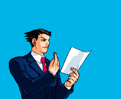 aceattorneysource:Phoenix Wright in 1x01: The First Turnabout / Hajimete no Gyakuten (  はじめての逆転)