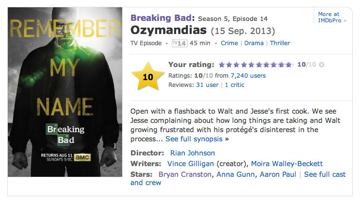 Dehparadox on X: 'Ozymandias', Breaking Bad 5x14. Director: Rian Johnson.   / X