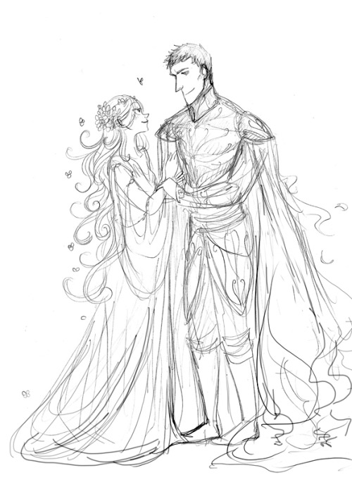 Old sketch of Persephone &amp; Hades, together again &lt;3(Sorry I didn’t post anythin