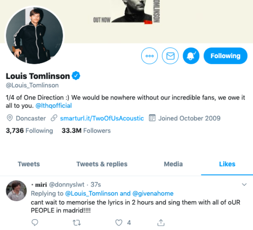 Louis’ recent like on Twitter - 27/08