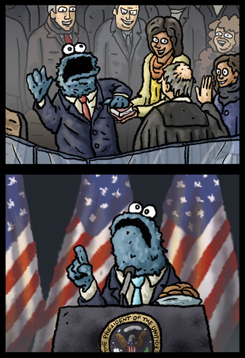 pompous-panda:  cloud-answers:  averagedopeydope:  cookierobotgaming:  zombimanos:  iraffiruse:  Twisted Speedo  I tried not to reblog this. I REALLY did. You have to believe me, I tried…  CookieMonster2014  I support him  he has my vote.  this is gold. 