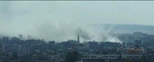 “Multiple reports and witnesses have confirmed that almost half of Gaza city is now covered wi