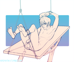 kinomatika:  another nsfw omo/bdsm/restraint type thing on commission, again Kou from persona 4! 