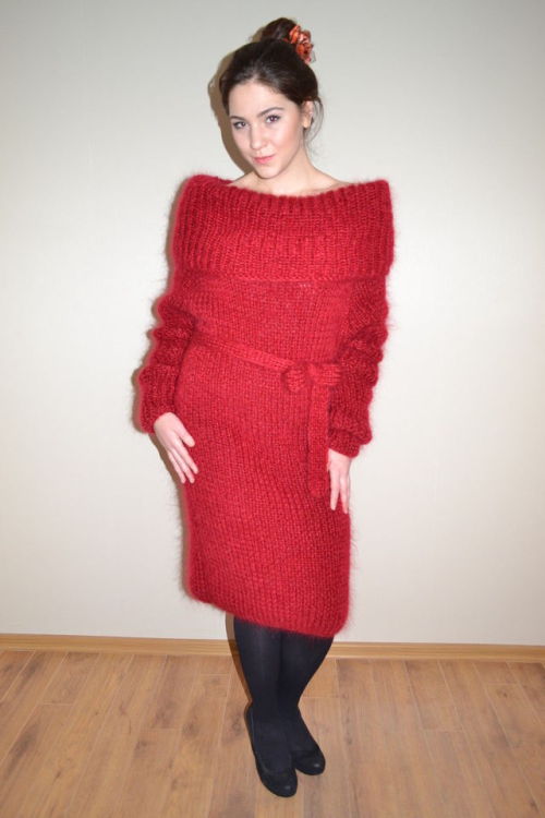 again…Bun and red sweater dress