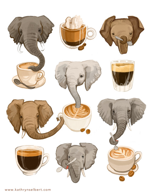 kathrynselbert:  Elephants and Espresso - Print available here 