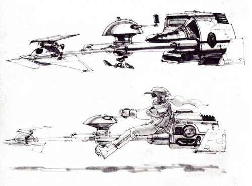 weirdlandtv: Speeder Bike/Scout Trooper/Scout Walker concept art by Nilo Rodis-Jamero, Joe Johnston,