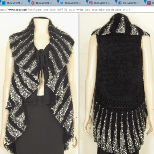 Adore circle vest XL black white goldYarn knitted to create striped look with large collar.Longer in