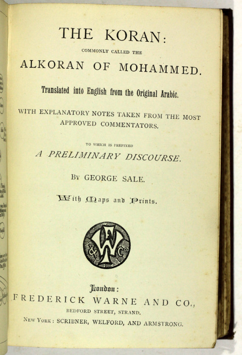 The Koranlate 19th century printing in English 