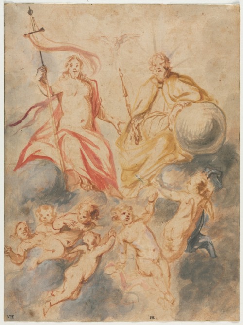 Holy Trinity, Theodor van Thulden , c. 1647, Cleveland Museum of Art: DrawingsSize: Sheet: 27.3 x 20