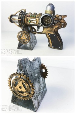 halloweencrafts:  DIY Steampunk Ray Gun Display Stand Make a cardboard and metal tape DIY Steampunk Stand to show off your awesome DIY Ray gun. For everything DIY Steampunk go HERE. For the DIY Steampunk Ray Gun Display Stand Tutorial from EPBOT go HERE.