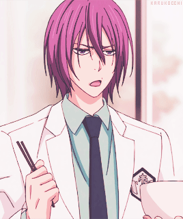 karukocchi:   “And fix how you hold your chopsticks, Murasakibara.” (x)  