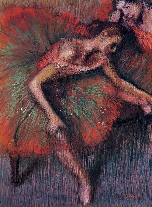 artist-degas:  Dancers, Edgar DegasMedium: pastel
