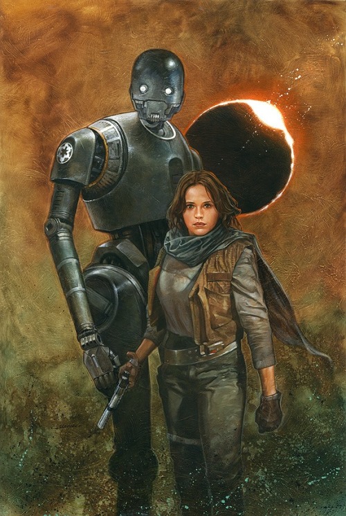 geekynerfherder:‘Jyn Erso & K-2SO’ by Dave Dorman