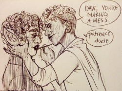 the-lady-kagerou:  so dong666 posted smth about dave and karkat using makeovers as an excuse to get up close and personal with each other and i may have gone slightly overboard  full view would be best