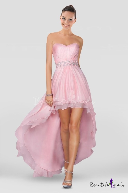 sexydressfashion:  Adorable Strapless Asymmetrical Design Homecoming Dress with Beadings