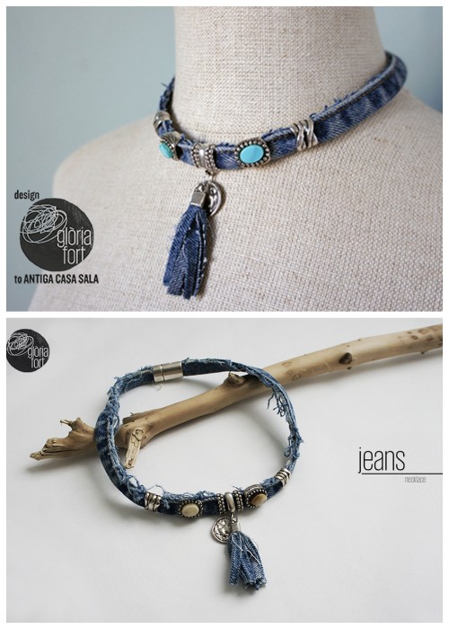 DIY Denim Necklace with Tassel Tutorial from Gloria Fort.This DIY denim necklace is made out of the 