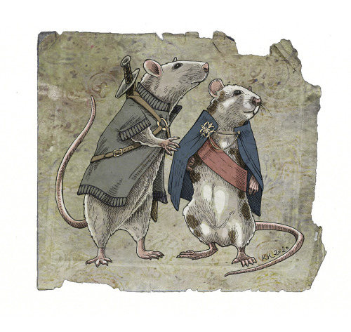 Princess Rat and her noble guard, Miss Mooniper. This was a birthday present for @champagnedechampag