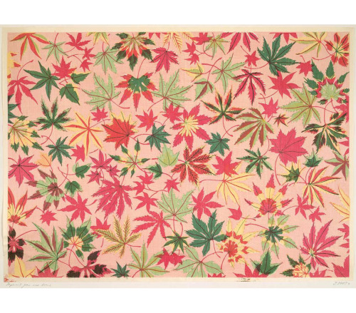 Chiyogami paper, featuring colored leaves, late 19th-century to early 20th-century. British Library.