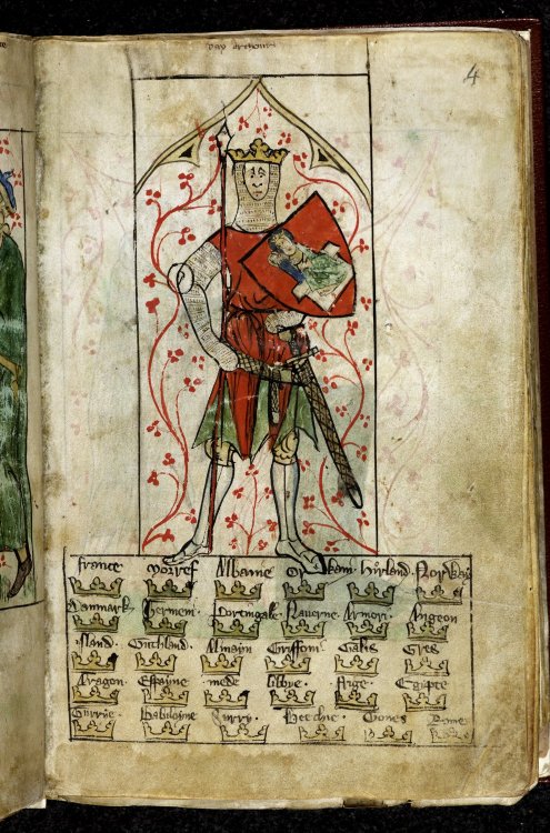 Some kings of England, from the Royal 20 A II manuscript, written between 1307 and 1327.In order, th