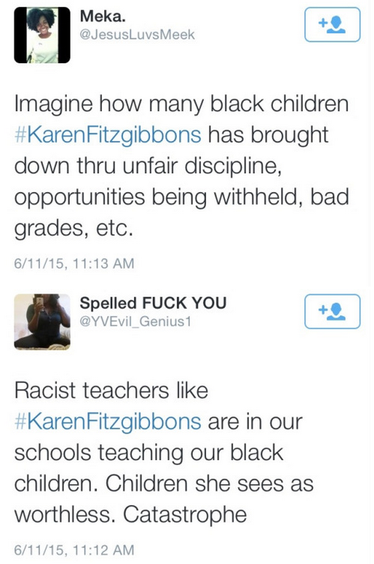 krxs10:  +++++ ATTENTION +++++Texas elementary school teacher write racist FB post.