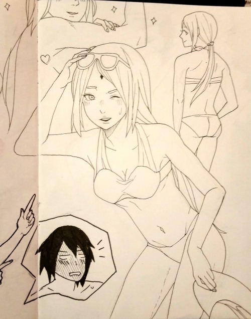 kirakurapon:  SSS Family goes to the beach!  … ok tbh it was an anatomy practice but I needed an excuse to draw Sakura in a bikini. 