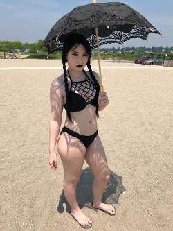 cosplay-galaxy:[Self] Beach Wednesday Addams