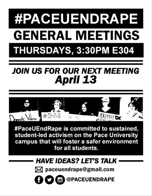 Our next meeting is this Thursday at 3:30! Come learn more about our upcoming Week of Action Against